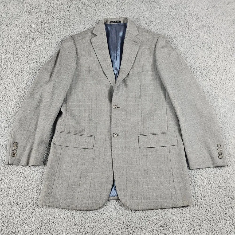 Pendleton Blazer Mens 42L Long Gray Wool Herringbone Sport Coat Jacket 2 Button